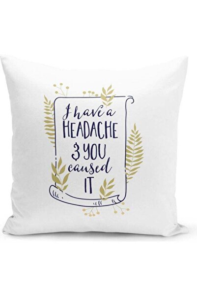 Generic Funny Head Ache Decorative Throw Pillow White/Purple