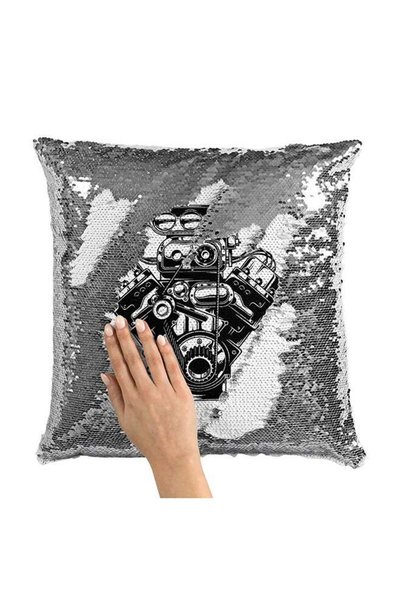 Generic Engine Love Car Sequin Throw Pillow With Stuffing Multicolour 16x16inch