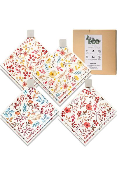 Eulnars Swedish Dishcloths for Kitchen, 8 Pack Watercolor Reusable Paper Towe...