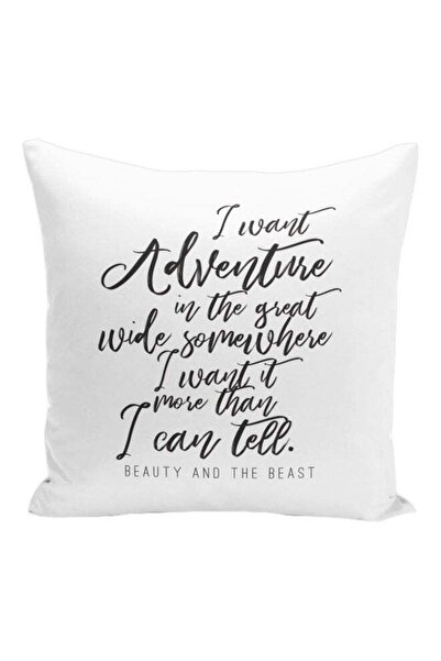 Generic Beauty And The Beast Quote Printed Decorative Pillow White/Black 16x1...