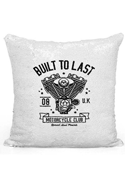 Generic Built To Last Printed Sequin Decorative Throw Pillow White/Black/Silv...