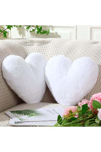 Generic Fluffy Heart Pillow Heart Shaped Pillow Plush Heart Shaped Throw Cush...