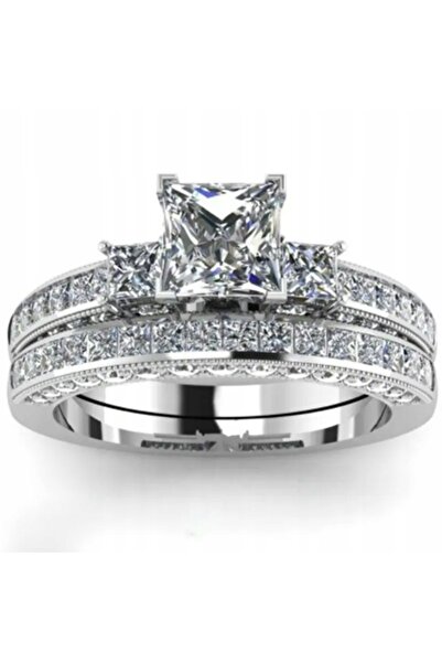 NO BRAND Inel de argint Zirconiu cubic Zirconiu cubic mare Oțel chirurgical d...