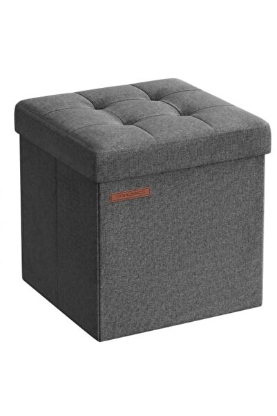 SONGMICS Taburet pliabil cu spațiu de depozitare, Gri închis, 30 × 30 × 30 cm