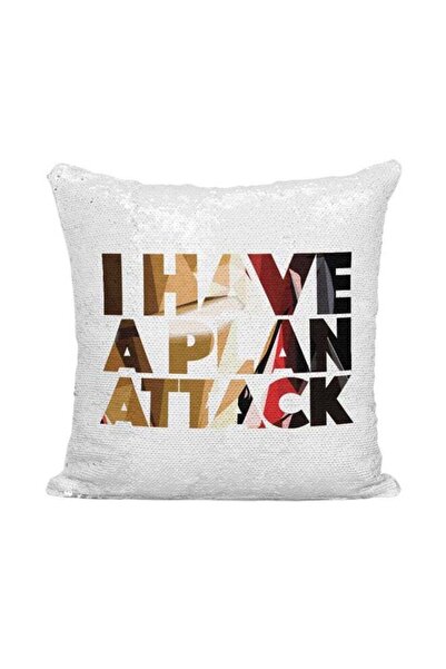 Generic Quote Printed Sequint Throw Pillow White/Yellow/Brown 16x16inch