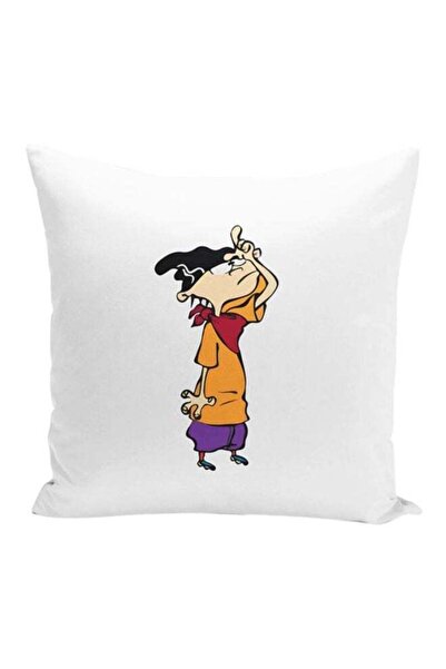 Generic Ed Edd And Eddie Printed Decorative Pillow White/Orange/Purple 16x16inch