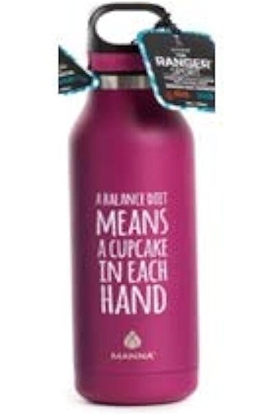 manna A Balanced Diet Means a Cupcake in Each Hand Printed Vacuum Insulated W...