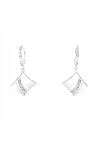 NO BRAND Cercei cu zirconiu cubic, romb, argintii
