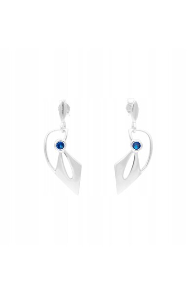 NO BRAND Cercei cu zirconiu cubic safiriu, din argint