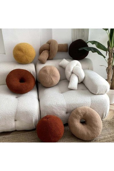 Generic Khaki Ball Shaped Plush Pillow,Cute Soft Waist Rest Cushion,Home Deco...