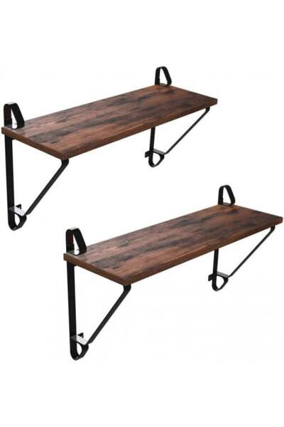 VASAGLE Set de 2 rafturi cu cadru metalic Model Abigail, Maro rustic/Negru, 6...