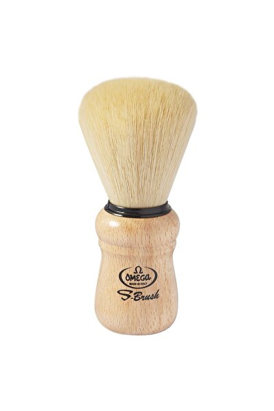 Omega S-Brush Sentetik Tıraş Fırçası Kayın Ağacı Sap 11 cm
