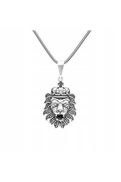 NO BRAND Wisior lion argint oxidat