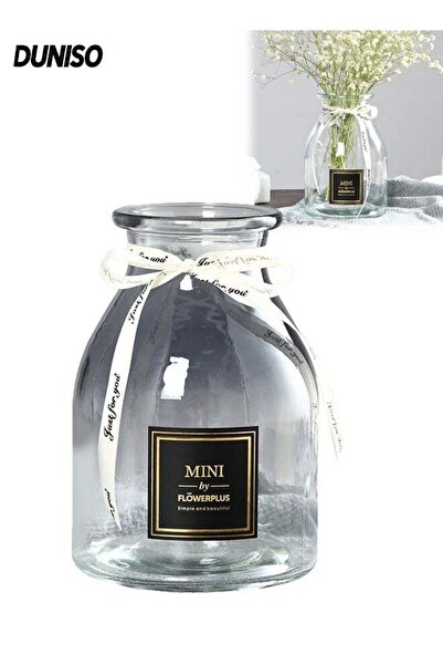 Generic Transparent Glass Vase,Small Round Mouth Flower Vases with Ribbon Han...