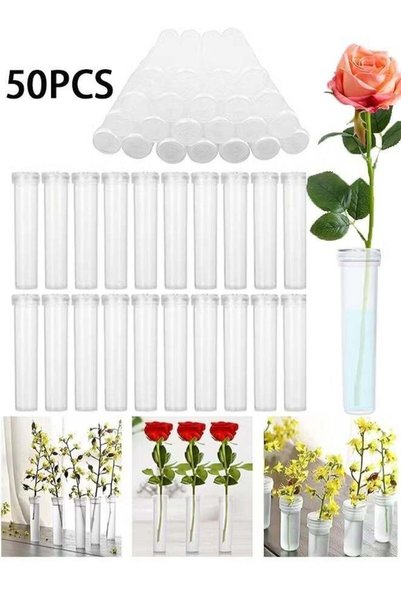 Generic 50 Pack Floral Water Tubes/Vials for Flower Arrangements, Rose Flower...
