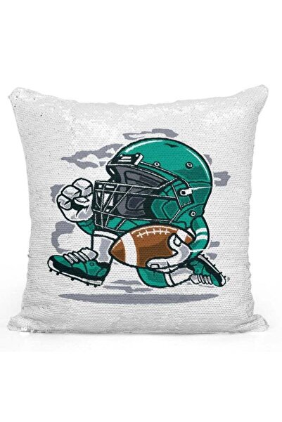 Generic Decorative Throw Pillow - Mascot Helmet White/Green/Black 16x16inch