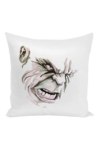 Generic Hulk Face Printed Decorative Pillow White/Green/Grey 16x16inch