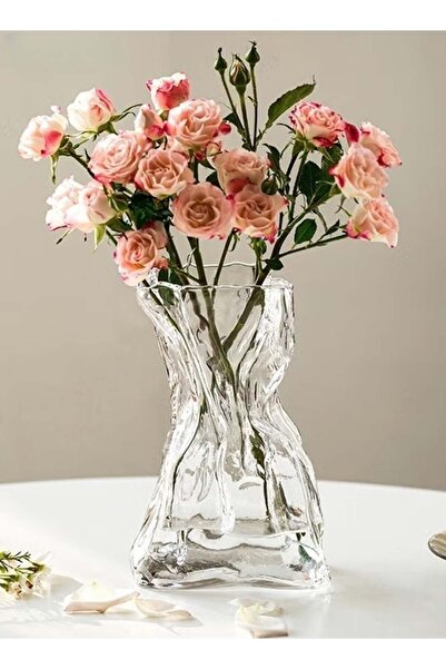 Generic Creative Clear Glass Vase Craft Aesthetic Decorative Small Flower Vas...
