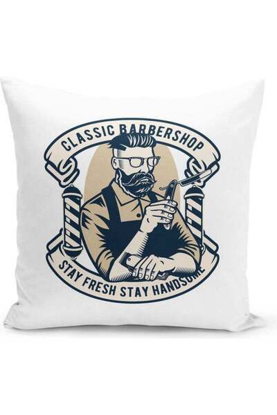 Generic Classic Barber Design Decorative Pillow Multicolour