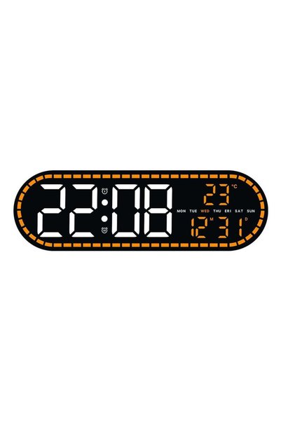 Generic GH9009 LED Digital Wall and Desk Clock with Orange Accent Display, Ti...