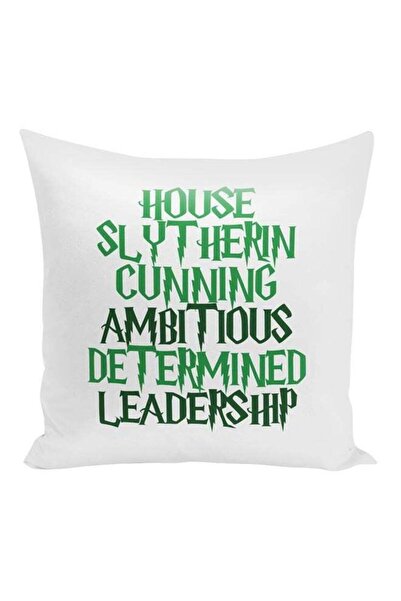 Generic House Slytherin Theme Printed Throw Pillow White/Green 16x16inch