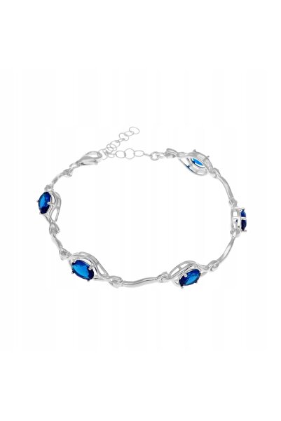 NO BRAND Brățară cu zirconiu safir argintiu