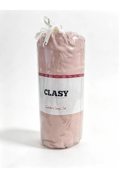 Clasy 100% Cotton Ranforce Fabric King Size Elastic Bed Sheet Set 180X200 Cm+30 cm Powder Pink