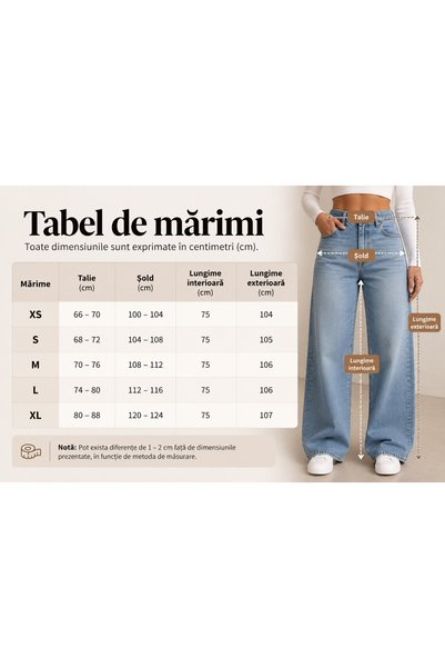 NO BRAND Blugi Brownie wide leg cu pietricele