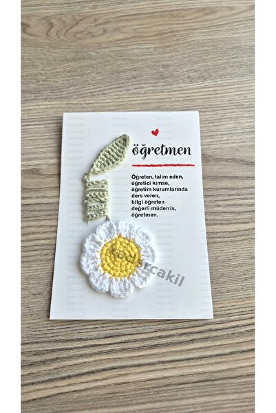 Öğretmenler Günü Hediyesi El Emeği Kitap Ayracı, Örgü Papatya - Ayçiçeği Hediyelik Ayraç, kadercakil