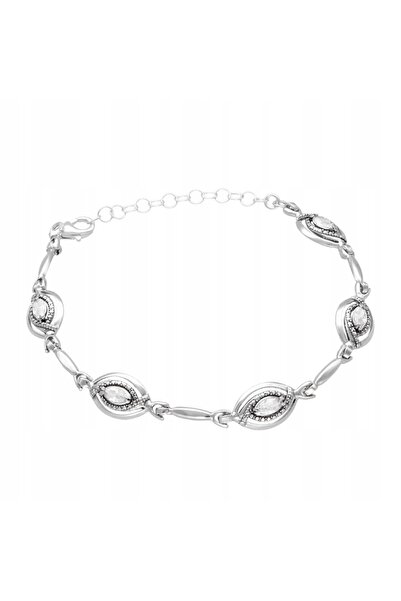 NO BRAND Brățară cu picături de lacrimă din zirconiu cubic alb, argintie