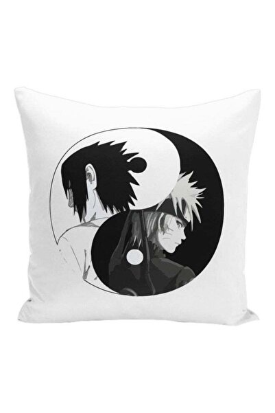 Generic Naruto Cartoon Yin Yang Character Printed Decorative Pillow White/Bla...