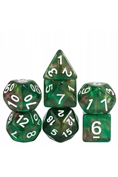 NO BRAND Set de 7 zaruri Verde Roz D4-20 K20 pentru Jocuri de Societate RPG B...