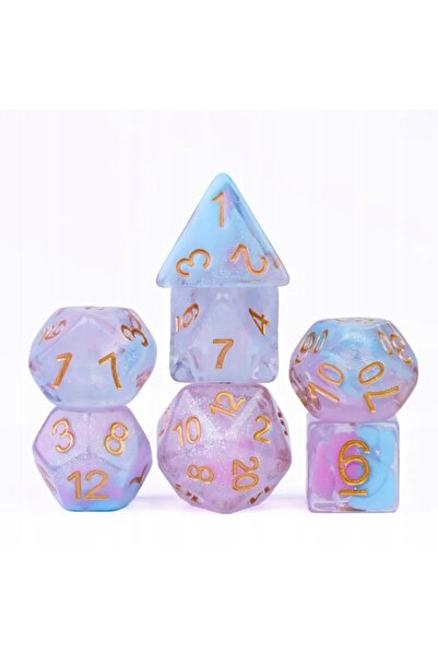 NO BRAND Set de zaruri D4-20 K20 RPG D&D MTG BG3, 7 piese, cu imprimeu albast...