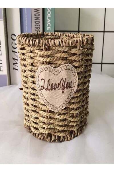 Generic Wooden Flowers Basket Vase Brown 9x16cm