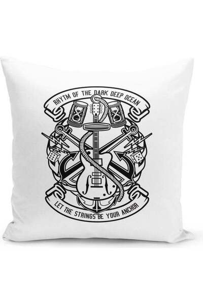 Generic Dark Ocean Design Decorative Pillow White/Black