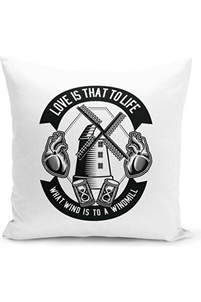 Generic Windmill Design Decorative Pillow White/Black