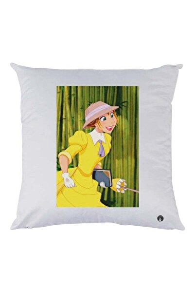 Generic Girl Printed Decorative Throw Pillow White/Yellow/Green 30x30cm
