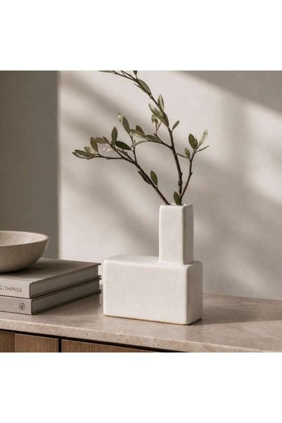 Generic Tetris Ceramic Block Vase 12x6.7x15.5cm - White - 112AIC9904868
