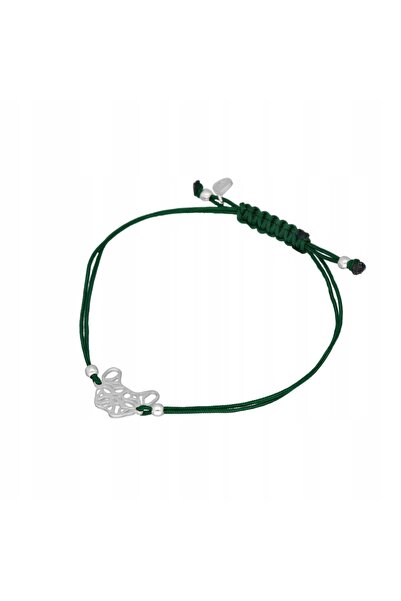 NO BRAND Brățară șnur câine origami buldog verde argintiu