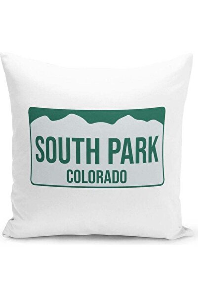 Generic South Park Number Plate Themed Throw Pillow White/Green 16x16inch