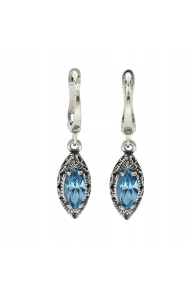 NO BRAND Cercei Swarovski cu cristale albastru acvamarin