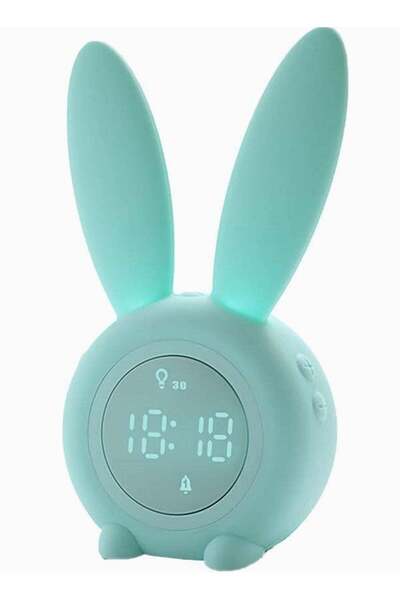 Generic Adorable Green Rabbit LED Clock with Night Light Fun Silicone Decor f...