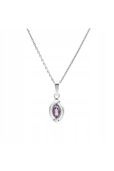 NO BRAND Wisior lacrimă cu zirconiu violet din argint