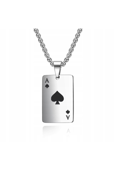 NO BRAND Colier de argint Asul de pică Poker Cazinou Carte Asul de pică Oțel ...