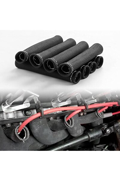 JDMSPEED 8PCS Red 1200° Spark Plug Wire Boots Heat Shield Protector Sleeve Co...