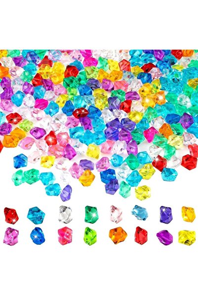 Generic 400 Pcs Multicolor Acrylic Ice Cubes, Fake Crushed Ice Rocks and Plastic Gems for Vases, Weddings &