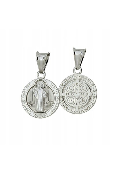 NO BRAND Medalik S.W. Benedict argint placat cu rodiu