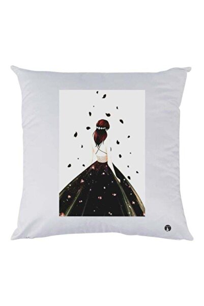 Generic Girl Printed Decorative Throw Pillow White/Black/Brown 30x30cm