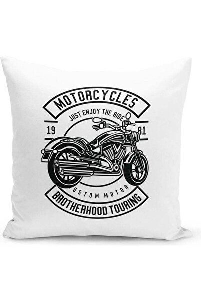 Generic Brotherhood Biking Decorative Pillow White/Black