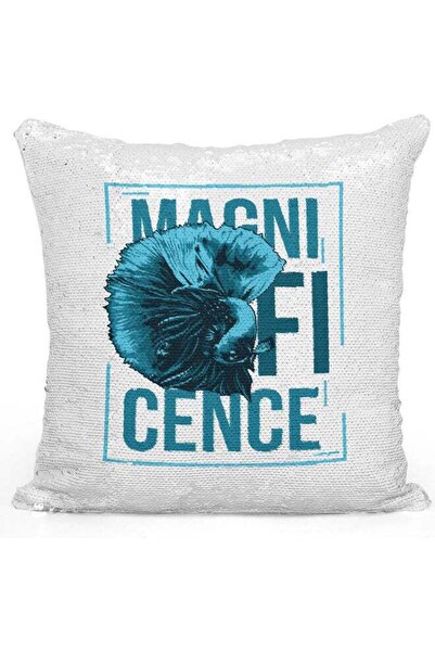 Generic Sea Life Design Themed Sequin Decorative Throw Pillow White/Silver/Bl...